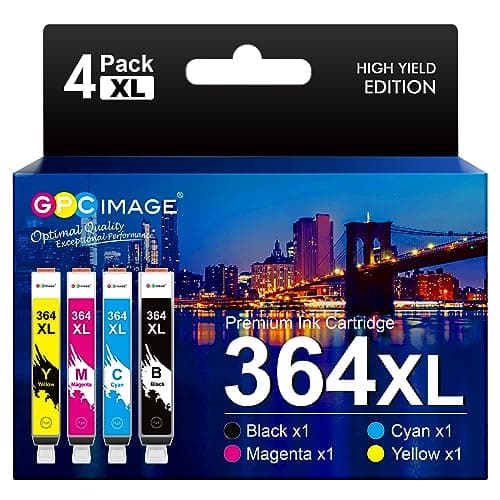 Image of GPC Image 364XL Ink Cartridges Compatible for HP 364 Ink Cartridges Multipack for HP PhotoSmart 5510 5520 5522 5524 6510 6520 7510 7520 DeskJet 3070 3520 OfficeJet 4610 4620 (B/C/M/Y, 4-Pack)