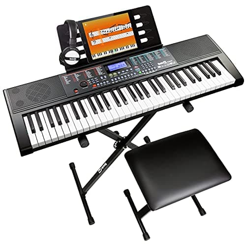 Image of RockJam 61 Key Keyboard Piano Kit with Stand, Bench, Headphones & Lessons
