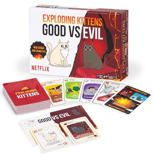 Image of Exploding Kittens Good vs. Evil 2-5 Players - Ages 7+ - Inspired by Netflix Show - Party & Family Card Game for Kids & Adults
