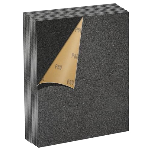 Image of MOGRQAP 12 Sheets 80 Grits Sanding Paper, Waterproof Sandpaper 23 x 28cm Glass Grit Sand Paper for Cars Metals Walls Wood Furniture, Wet and Dry Polishing Sandpaper Sheets