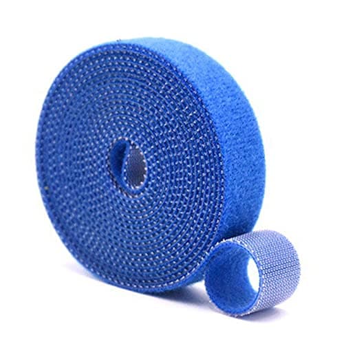 Image of 5m Fastening Tape Hook and Loop Straps Cable Ties for Cable Management, 1cm Wide, Blue