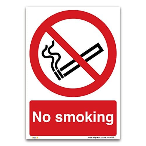 Image of No smoking Sign - A5 1 mm Rigid Plastic Sign - Prohibition Smoking Safety