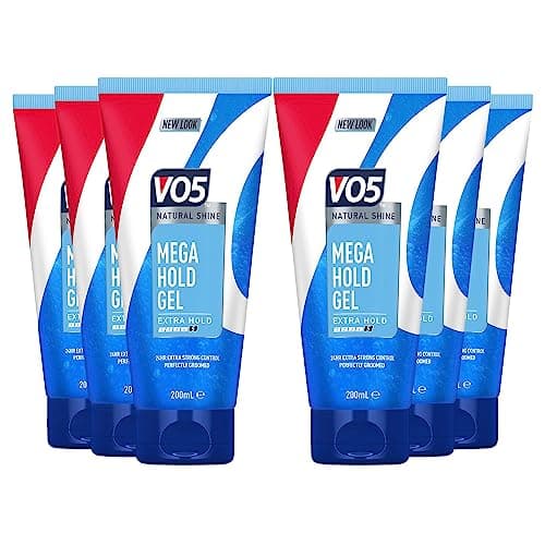 Image of VO5 Mega Hold 24 hour extra strong control Styling Gel for perfectly groomed controlled natural hairstyle 200 ml Multi Buy (6)