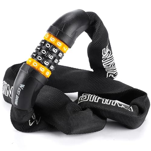 Image of ICOCOPRO Bike Chain Lock, 120cm Heavy Duty Chain Locks with 5-Digit Combination Code, Bike Locks High Security, Anti-Theft Bicycle Lock for E Scooter, MTB, Road Bike, Motorcycle (Black-120cm)