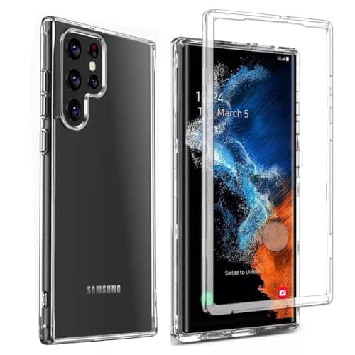 Image of GAPlus Samsung Galaxy S22 Ultra Front and Back Case [Built in Screen Protector] Transparent Clear Fully Protection PC Hard Soft Slim Thin Cover Bumper Shockproof For (Samsung Galaxy S22 Ultra)