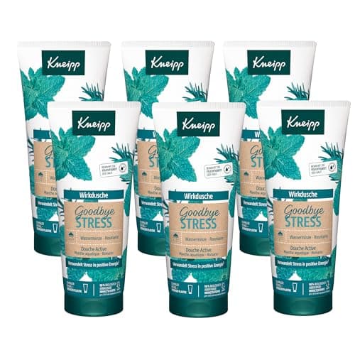 Image of Kneipp Wirkdusche Goodbye Stress - Moisturising Shower Gel with Essential Oils of Rosemary and Watermint for More Energy - Multipack 6 x 200 ml