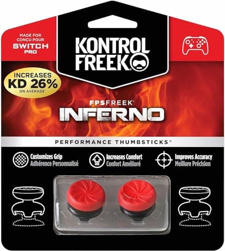 Image of KontrolFreek FPS Freek Inferno for Nintendo Switch Pro Controller | Performance Thumbsticks | 2 High-Rise Concave | Red