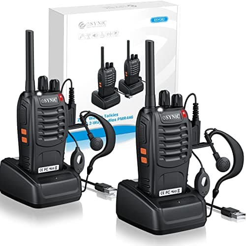 Image of eSynic Professional Walkie Talkies Rechargeable Walkie Talkies for Adults Clear Calls Long Range Walkie Talkie VOX 2 Way Radio Kids Gifts 16CH WalkyTalky With Earpiece for In&Outdoor etc (2 Pack)