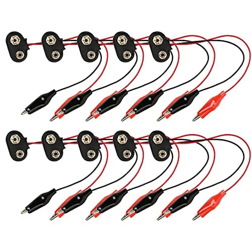 Image of VOANZO 10PCS 9V Battery Snap Wire Connectors 150mm Battery Snap Connector to Crocodile Clip Cable Dual Alligator Clips Cable
