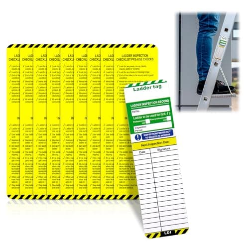 Image of Ladder Tags Scaffold Inspection Record Tag 10 Inserts Tags Weatherproof Inspection Tag Inserts for Ladder Safety 52mmx183mm (No Holders)