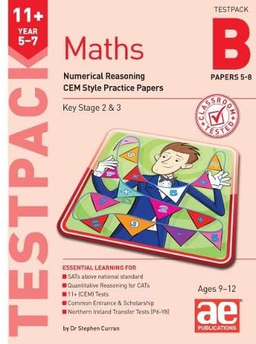 Image of 11+ Maths Year 5-7 Testpack B Papers 5-8: Numerical Reasoning CEM Style Practice Papers