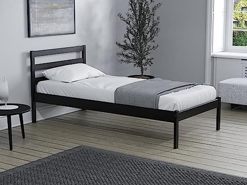 Image of Birlea Black Single Bed Frame 3FT Bedstead Luka Solid Pine Traditional Design