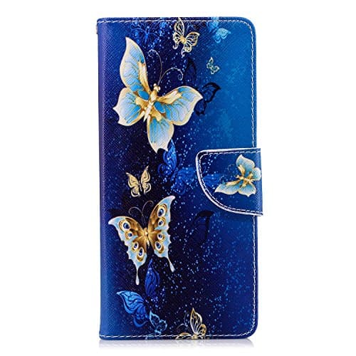 Image of Wuhaizher Nokia 5.4 Case, Flip Wallet Case with Stand, Card Slots, Magnetic Closure, Blue Butterfly