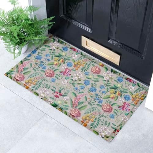 Image of Artsy Mats Bold Floral Pattern Indoor & Outdoor Door Mat - Incredibly & Weatherproof Doormats - Non Slip Mat, (70x40 cm)