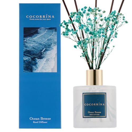Image of COCORRÍNA Reed Diffuser with 8 Sticks, 200ml Ocean Breeze Scented Diffuser, Home Fragrance for Bedroom Bathroom Living Room, Home & Office Decor