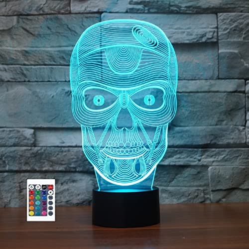 Image of SUPERRUIDALONG 3D Skull Shape Night Light Remote Control 16 Color LED Table Lamp Home Decoration Gift for Kids