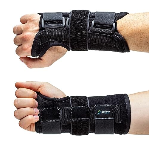 Image of Carpal Tunnel Wrist Support Brace with Metal Splint Stabilizer by Zofore - Helps Relieve Tendinitis Arthritis Carpal Tunnel Pain - Reduces Recovery Time for Men Women - Right (S/M)