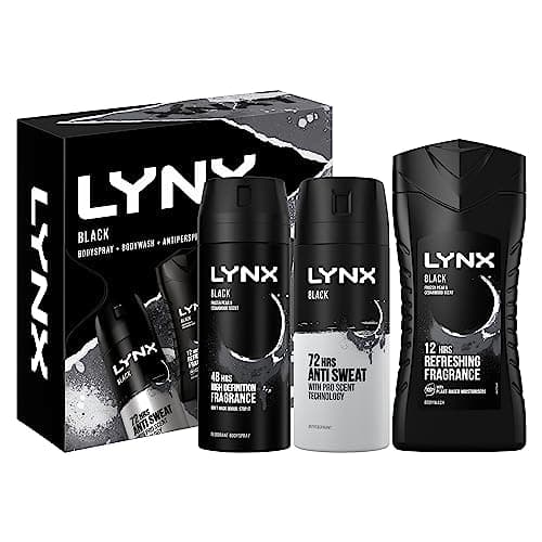 Image of LYNX Black Trio Deodorant Gift Set Body Wash, Body Spray & Anti-Perspirant perfect for his daily routine 3 piece