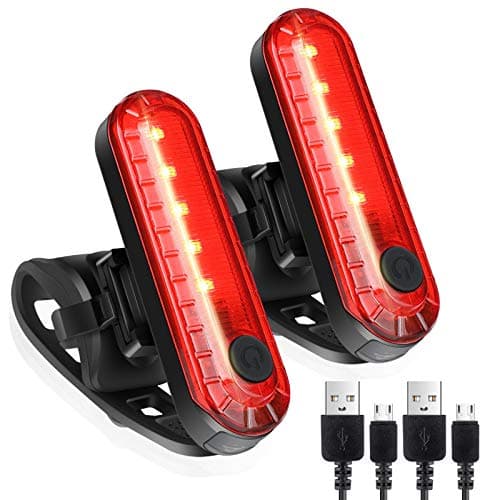 Image of Defurhome LED Rear Bike Tail Light 2 Pack, Ultra Bright USB Rechargeable Bicycle Taillights, Waterproof Bike Back Light for Cycling Helmet Safety Warning Strobe, 4 Light Mode Options