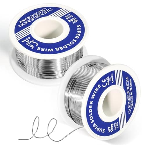 Image of Vurixfo 2 Roll Solder Wire, 1.0mm Low Temperature Soldering Tin Wire Lead Free Solder Wires with Rosin Core for Electronic Electrical Soldering Components Repair and DIY(63% Sn, 100g)