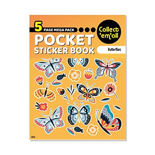Image of Pocket Sticker Book (5 Pages) - 64 MEGA Packs to Collect Coloured Stickers for Kids - Butterflies