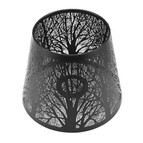 Image of Smallterm Small Lamp Shade, Metal Lampshade with Pattern of Trees for Table Chandelier Wall Lamp Black