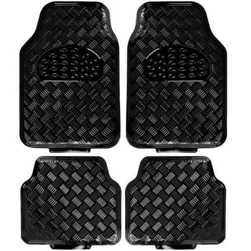Image of 4Pc Aluminium Black Car Mats Set - Universal Car, Van Mats Front & Rear | Waterproof Weatherproof | Full Car Mats Set | Strong, Durable & Long Lasting