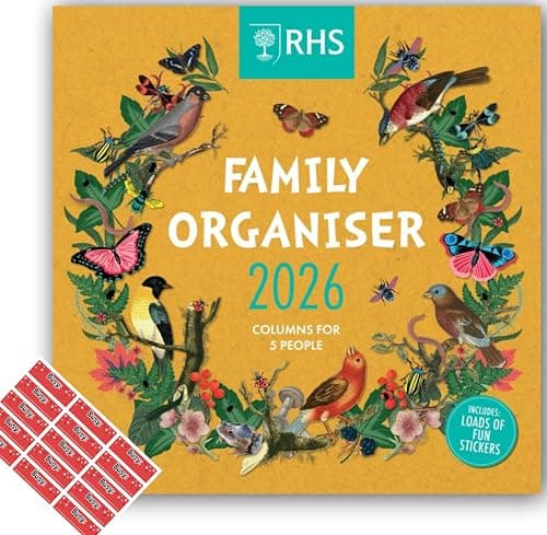 Image of Royal Horticultural Society Calendar 2027 Official RHS Family Organiser Wall Calendar with Free Organising Stickers