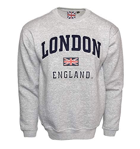 Image of British Heritage Brands LE201GN Unisex London England Sweatshirt Grey Navy XS-2XL (L)