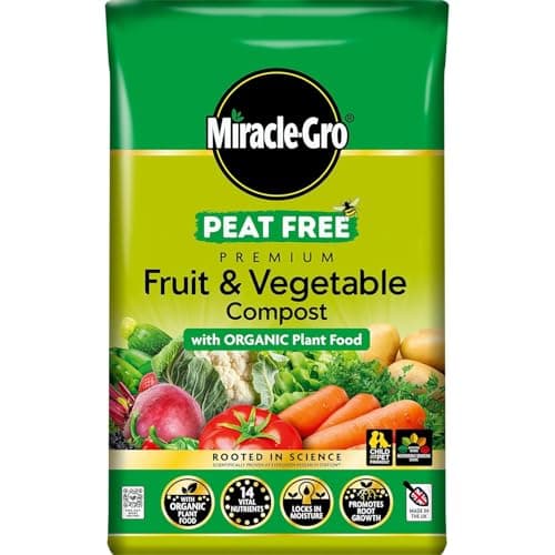 Image of Miracle Gro Peat Free Premium Fruit & Vegetable Compost 40L | Enriched with Organic Plant Food | 14 Vital Nutrients | Locks in Moisture | For Pots & Deep Planters | 40 Litre Sustainable Growth Bag