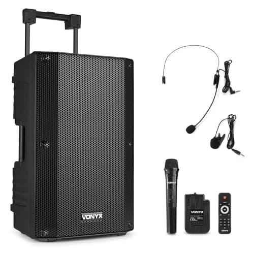 Image of VONYX VSA500BP 12-Inch Portable PA System with Wireless Mic & Headset | Battery-Powered Portable PA Speaker | Versatile Sound System for Events, Presentations, Performances, and Outdoor Activities