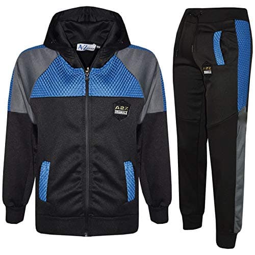 Image of A2Z 4 Kids Boys Girls Tracksuit Sports Jogging Suit A2Z Original Badged - T.S Mesh 304 Black 11-12