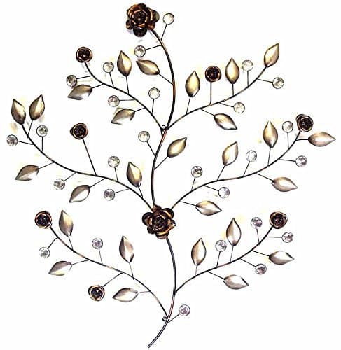 Image of SK Style NEW Metal Wall Art Décor - Sculpture - Jewel Bronze Rose Leaf Bunch