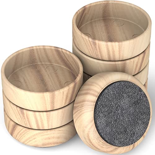 Image of Medipaq Felt Castor Cups – 8x Large 60mm Light Wood Grain – Protects Wooden & Smooth Floors – Chair & Furniture Leg Protectors