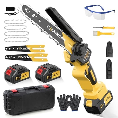 Image of Brushless Mini Chainsaw, 1000W 8000mAh 6 Inch & 8 Inch Mini Chainsaw Cordless, Electric Chain Saw Compatible with Makita Battery, Small Chain Saw to Cut Wood and Trees with Auto Oiler, Gift for Men