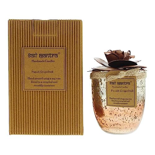 Image of Bali Mantra Camellia Glass Copper Peach Grapefruit Candle 500g