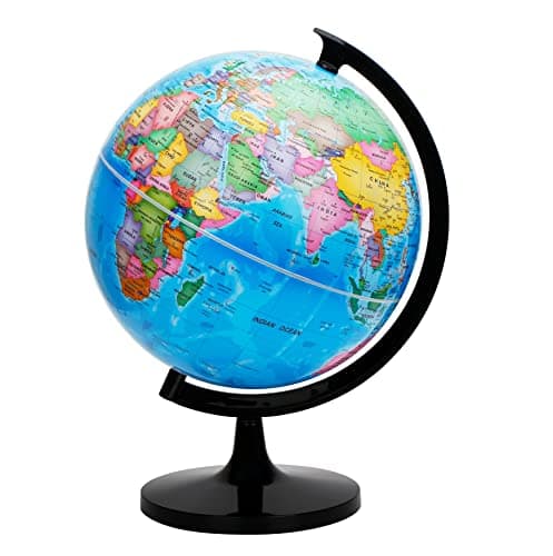Image of EXERZ 30cm World Globe Political Map - Large Educational Geographic Self Assembled School Globe - 30cm Diameter