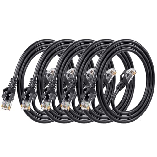 Image of ANLINK Cat6 Ethernet Cable, 5-Pack 1M/3ft in Black Color, Cat 6 Cable RJ45, LAN, 24AWG UTP, Network, Patch, Internet Cable (1 meter/3 feet, 5 Pack)