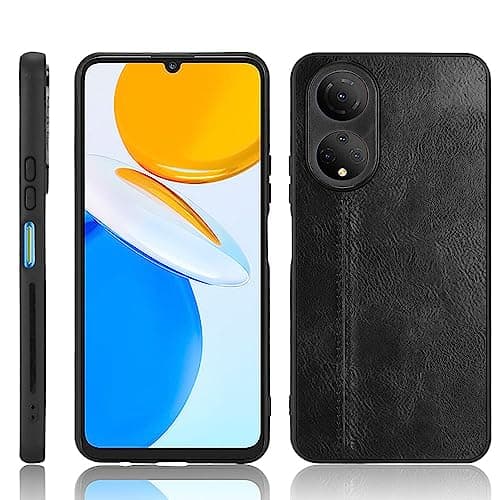 Image of Jiajihua Case Compatible with Honor Play 30 Plus 5G,Compatible with Honor X7 [PU Leather texture][PU+PC+TPU] 3 in 1 Camera Protection Cover Black