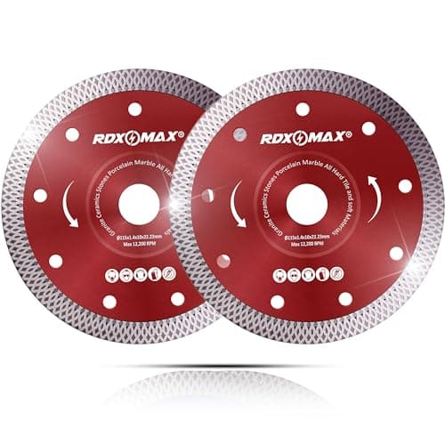 Image of RDXMAX ® 115mm Diamond Cutting Discs for Angle Grinder - Super Thin, Fast & Clean Cut on Porcelain, Granite, Marble, Concrete, Tiles, Stones, Bricks & Ceramics- 4.5" Wheel - Size 115 x 1.4 x 22.23mm