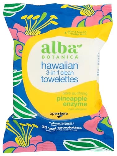 Image of Alba Botanica Deep Pore Purifying Pineapple Enzyme Hawaiian 3-In-1 Clean Towelettes, 30 Count