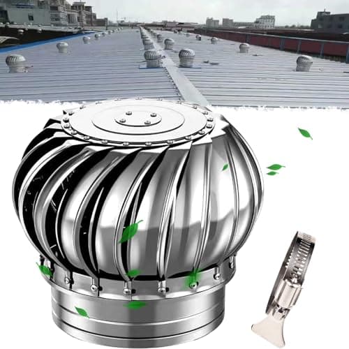 Image of 12in Stainless Steel Attic Vent Fan - 304 Ventilator with 4" 8" 10" 12" Air Outlets & Clamps for Improved Airflow Energy Efficiency & Roof Ventilation