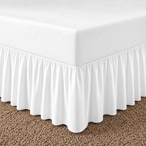 Image of Rohi Luxury Deep Fitted Valance Sheet Double - Easy Care Plain Dyed Valance Fitted Sheet with 30cm Deep Frill - Hypoallergenic - Fit over Mattress (Double, White)