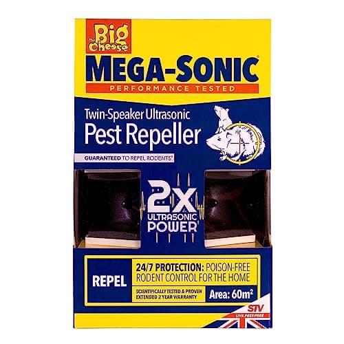 Image of The Big Cheese Ultra Power Mega-Sonic® Twin-Speaker Pest Repeller, Repels Mice and Rats, Whole Room Protection, Double Speakers, Powerful, Electronic