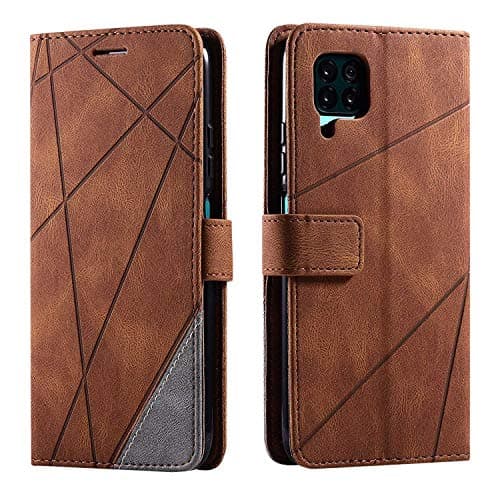 Image of SONWO Case for Huawei P40 Lite Case, Premium Leather Flip Wallet Case Magnetic Closure Card Slots Kickstand Phone Case for Huawei P40 Lite, Brown
