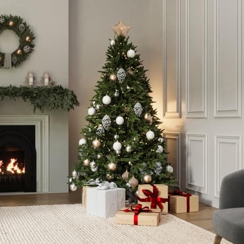 Image of CHARLES BENTLEY Christmas Tree, Luxury, 8ft, Faux, Nordic Spruce, Hinged Christmas Tree, Quick Easy Assembly, 61 Inch Wide, Realistic Fir, Pine, Xmas Decoration, Artificial, 3.7k Branch Tips, Tall