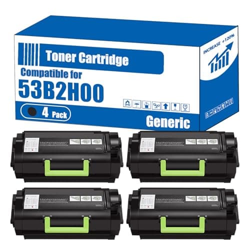Image of Compatible for Lexmark 53B2H00 Toner Cartridge MS817dn MS818dn Printers, High Yield 25000 Pages, Accurate Imaging Rich Colors (4 Pack Black)
