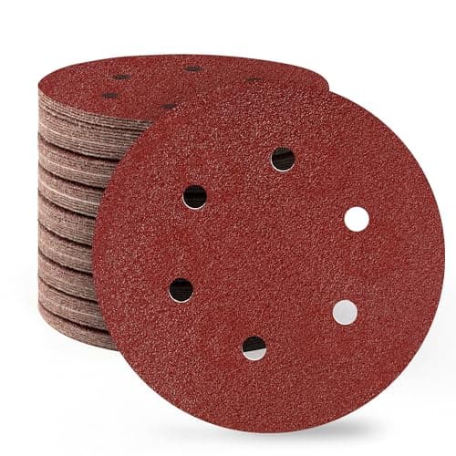 Image of SATC 150mm Sanding Discs 80PCS 60 Grit 6 Holes Orbital Sander Discs Hook and Loop Sanding Pads for Random Orbital Sander