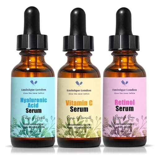 Image of Face Serum 3 Pack with Vitamin C, Retinol and Hyaluronic Acid, Boost Collagen, Hydrate Skin, Anti-Ageing