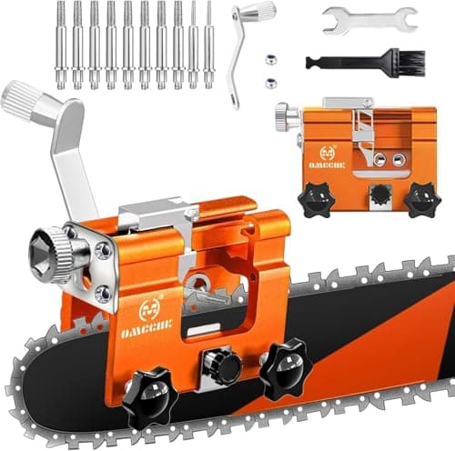 Image of OMCCHK Chainsaw Sharpener Jig Kit, Portable Manual Chainsaw Chain Sharpener Tool, 4-22 Inch Gas & Electric Chainsaws Compatible, Chainsaw Blade Sharpener with 10 Sharpening Steels
